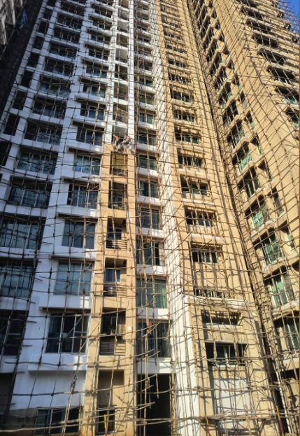 External painting of a high-rise building
