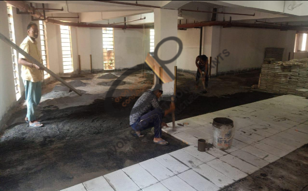 Basement wall waterproofing work