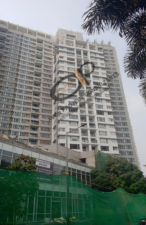 Completed building facade treatment