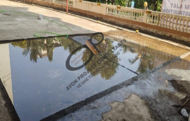 Podium waterproofing treatment application