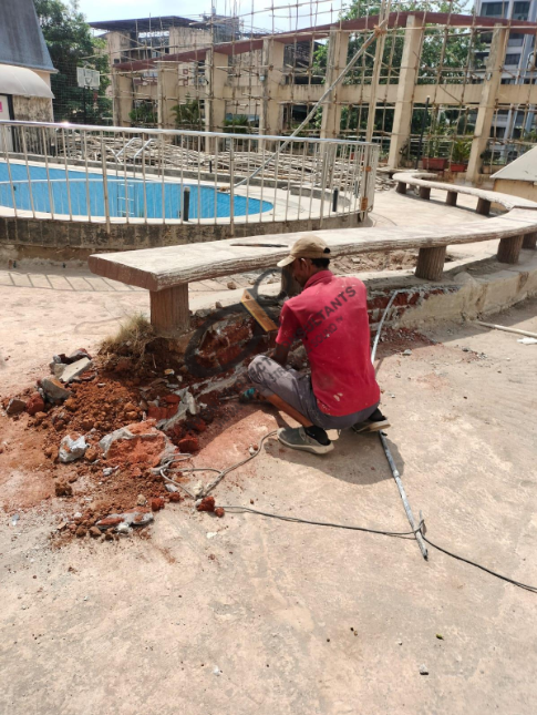 Completed podium waterproofing area